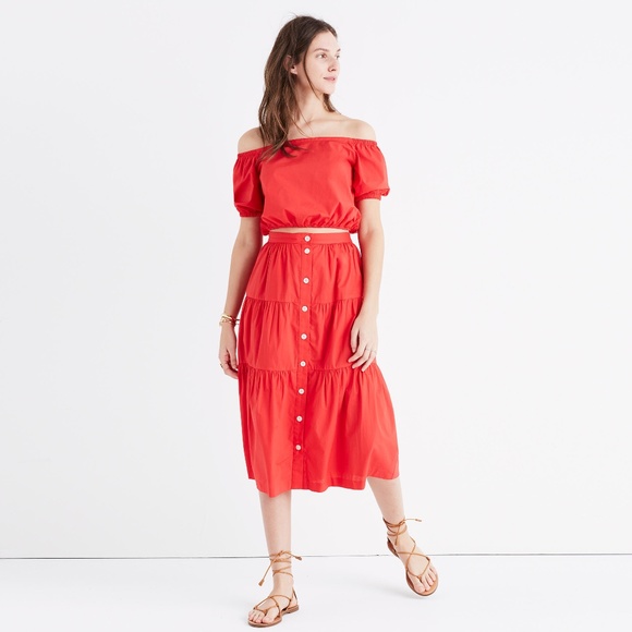 Madewell Dresses & Skirts - NWT Madewell Bistro Midi Skirt in True Red
